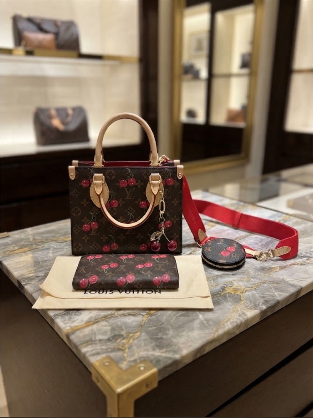 Cherry Monogram Mini OTG Crossbody Bag w all included